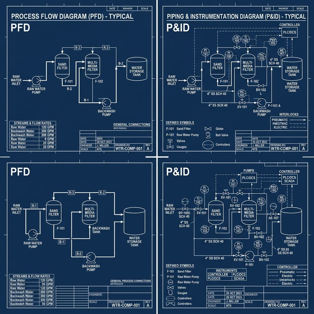 Difference Between P&ID and PFD in Wastewater Engineering